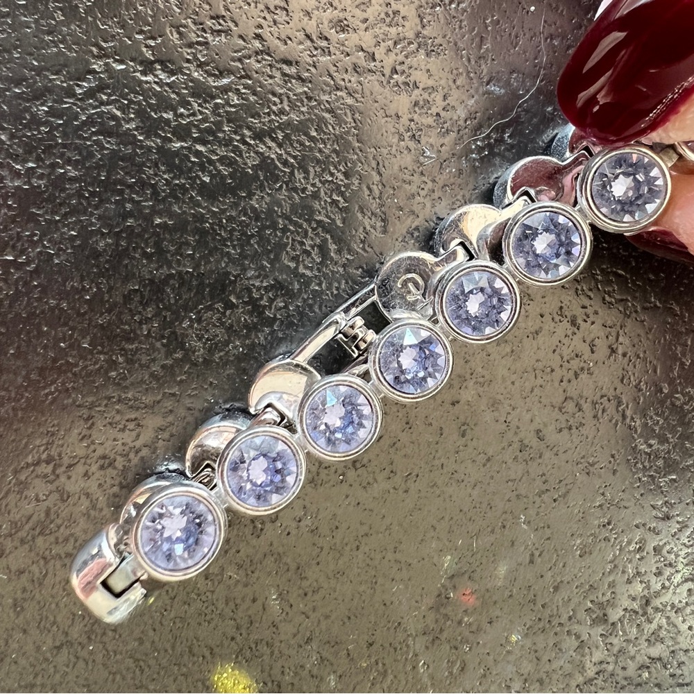 Swarovski touchstone ice bracelet lavender stone with silver tone